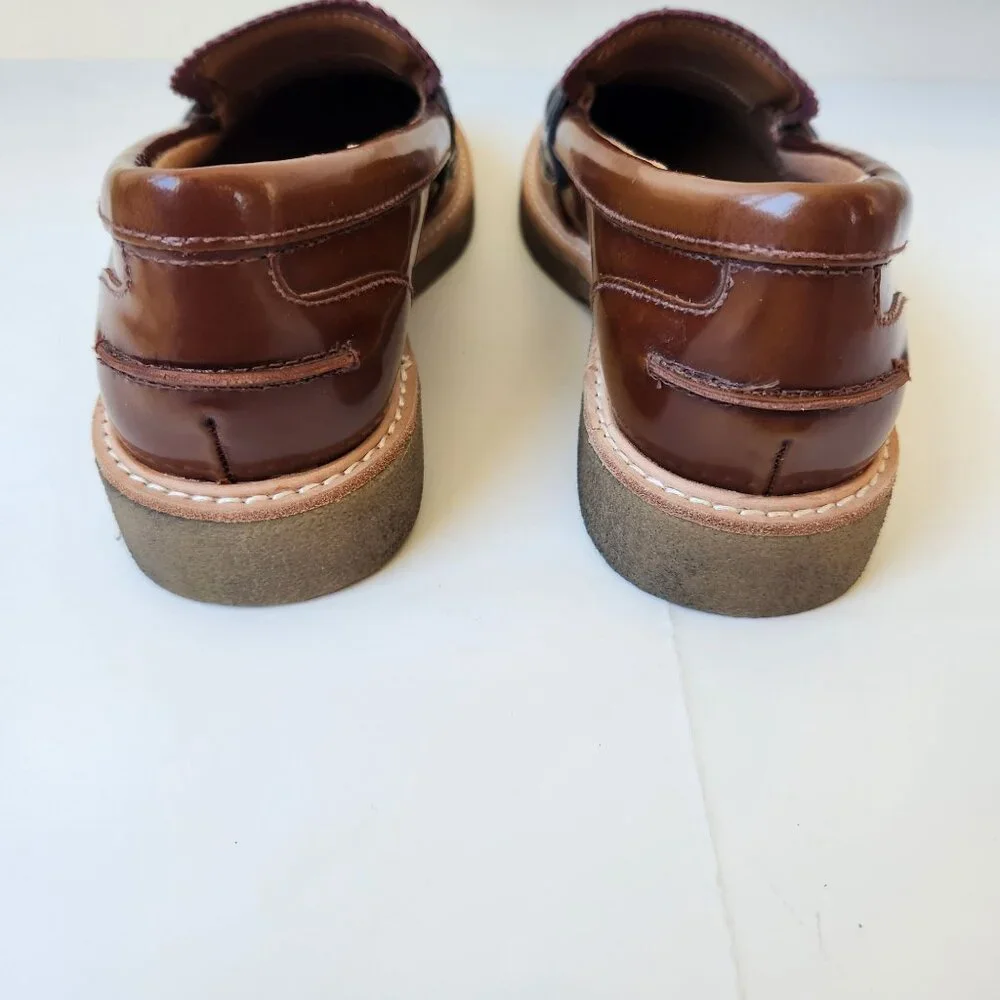 Dolce Vita Arabel Loafers Flat Brown Black Patent Leather Slip-On Shoes Preppy - Picture 6 of 11